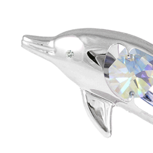 Crystocraft Figurine de décoration de table en forme de dauphin, style art populaire animalier tendance, chromée, décorée de cristaux taille brillant - Product Image 2