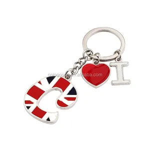 Charm London Souvenir Schlüssel bund Ich liebe London mit britischer Flagge Alphabet Schlüssel anhänger