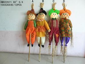 زينة فزاعة من القش الاحتفالي-زخرفة ساحة الحديقة في الهواء الطلق ، الحصاد اليدوي والديكور المنزلي الموسمي - Product Image 5