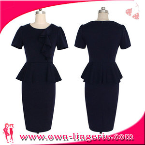 Australia <span class=keywords><strong>Mujer</strong></span> Manga Corta Verde Claro y Negro Cremallera <span class=keywords><strong>de</strong></span> La <span class=keywords><strong>Espalda</strong></span> Sexy Vestido Peplum al por mayor Tamaño S-4XL - Product Image 2