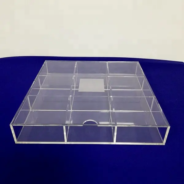 Custom 9 Compartments Clear Acrylic Jewelry Display Storage Box Perspex Stone Showing Case For Shops