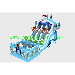 Parc aquatique de ville d'amusement de double glissière gonflable extérieure de Promotion de noël avec le père noël - Product Image 2