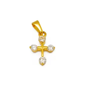 Wholesale Trending Product Bling Jewelry Making Charms 24K Saudi Gold Ethiopian Cross Jewelry