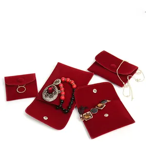 custom envelope suede velvet jewelry pouch with snap closure