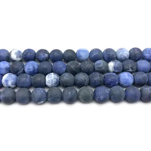 High quality matte frosted beads gemstone natural blue stone beads for bracelet jewelry making (AB1589)