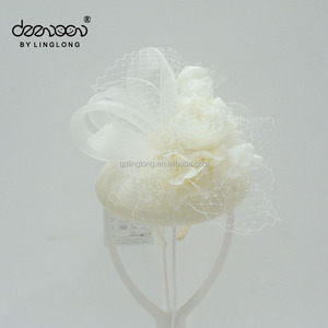 White Flower Decoration Hats Elegant Sinamay <strong>Fascinator</strong> Bridesmaid Wedding Party Headwear Cocktail Hat - Product Image 3
