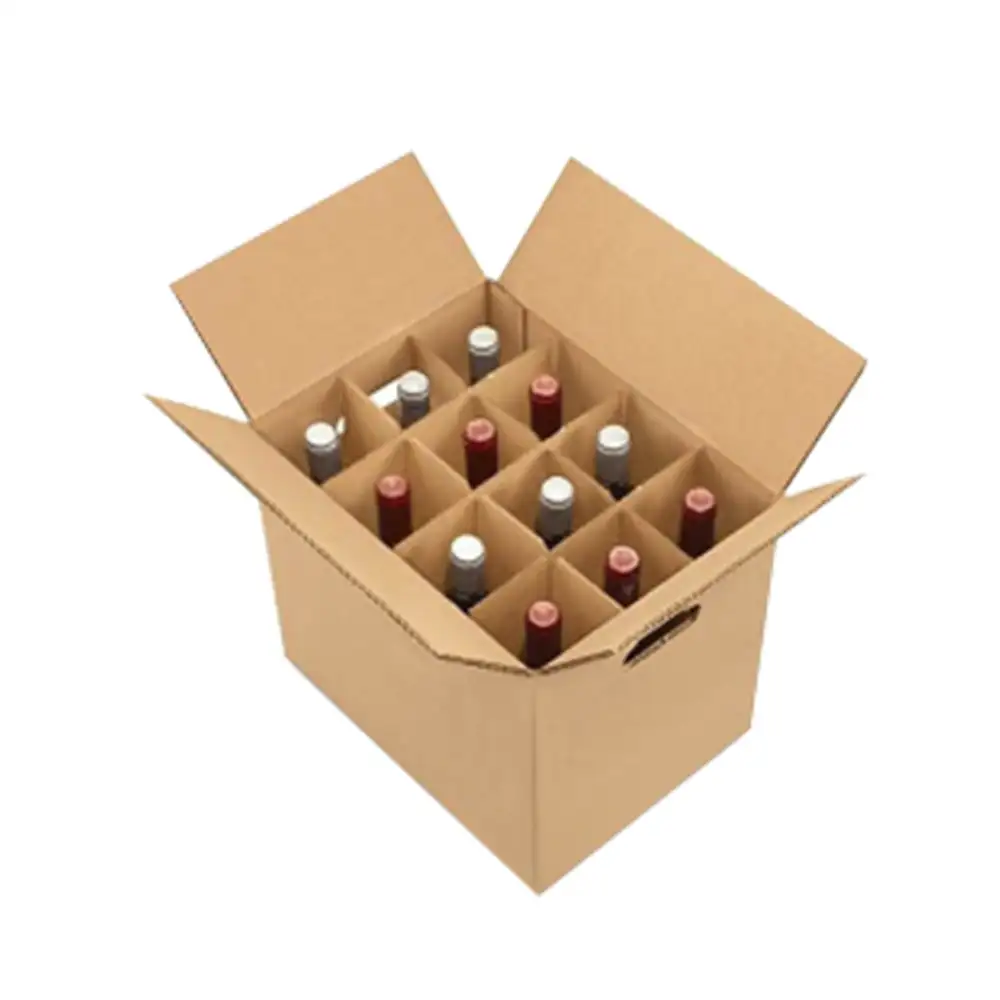 Wine Box Factory Custom Recyclable Corrugated Paper 12 Bottle Cardboard Wine Box With Dividers