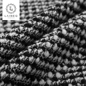 Noir et blanc boucle <span class=keywords><strong>fil</strong></span> afficher lourd d'origine haute teneur en laine haut <span class=keywords><strong>de</strong></span> gamme tweed manteau tissu usine ventes directes - Product Image 3