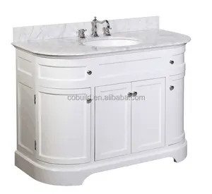 KC-08 48 "bagno tradizionale design del cabinet, unico in legno massello mobili da bagno vanity con ripiani in marmo