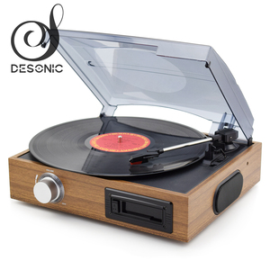 2019 bán Hot cổ điển bằng gỗ máy hát nghe nhạc ghi vinyl turntable với cassette player & được xây dựng trong loa - Product Image 3