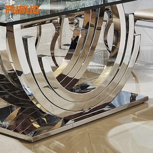 Modern <strong>Dining</strong> Room Sets Stainless Steel <strong>Dining</strong> <strong>Table</strong> with <strong>Glass</strong> - Product Image 3