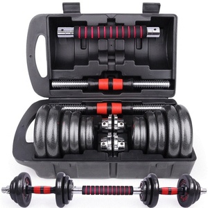 Weight Lifting 100lb Adjustable Weight Cast Iron <strong>Dumbbell</strong> and Barbbell Set - Product Image 1