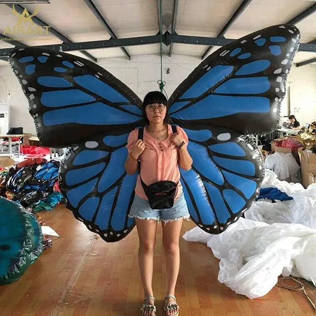 2021 inflatable ब्लू तितली के साथ एलईडी पट्टी के लिए पंख कॉस्टयूम कार्निवल परेड