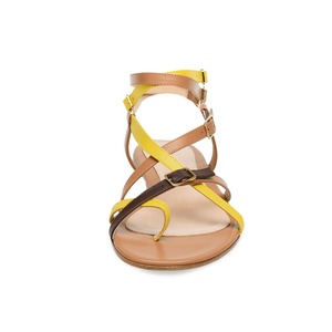 Strappy Sandalo Infradito Nero Appartamenti Delle Donne Sandali Gladiatore - Product Image 3