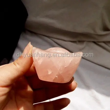 Natuurlijke rozenkwarts crystal "goudstaaf" carving, schoen vormige rose quartz crystal ingots voor chinese gift