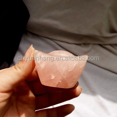 Tự nhiên rose quartz crystal "vàng miếng" khắc, giày hình rose quartz crystal phôi cho quà tặng của trung quốc