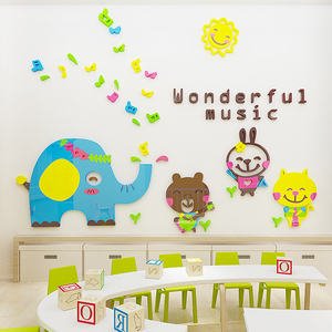 Autocollant mural <span class=keywords><strong>en</strong></span> acrylique 3D de dessin animé musical pour enfants, décoration de <span class=keywords><strong>la</strong></span> maison, autocollant mural pour chambre d'enfant, salle de jeux de <span class=keywords><strong>maternelle</strong></span> - Product Image 2