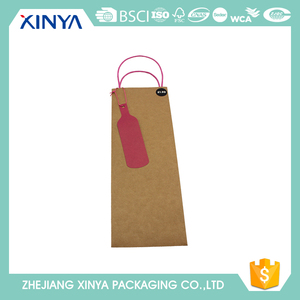 Plegable elegante sola botella de <span class=keywords><strong>vino</strong></span> marrón kraft bolsa de papel con <span class=keywords><strong>el</strong></span> logotipo impreso - Product Image 1