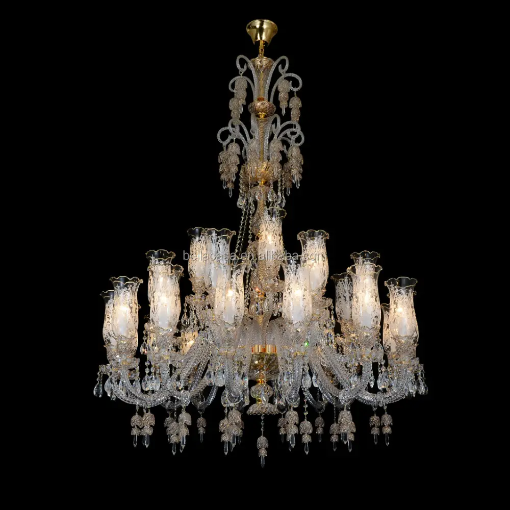 Lampe led suspendue en cristal Morano, design moderne, bordure dorée, cristal, nouveauté