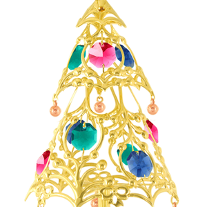 Árbol de Navidad de Hierro Chapado en Oro Crystocraft Decorado con Cristales de Corte Brillante Decoración de Mesa 8x16.5cm - Product Image 3