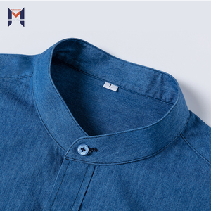 La mejor calidad de manga larga 100% algodón color sólido pantalones <span class=keywords><strong>vaqueros</strong></span> de mezclilla casual Camisa de los hombres - Product Image 3