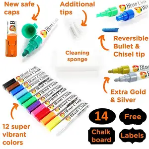 Extra Fine Tip Metallic Chalk Markers (10 Pack, 1mm) Liquid Chalk