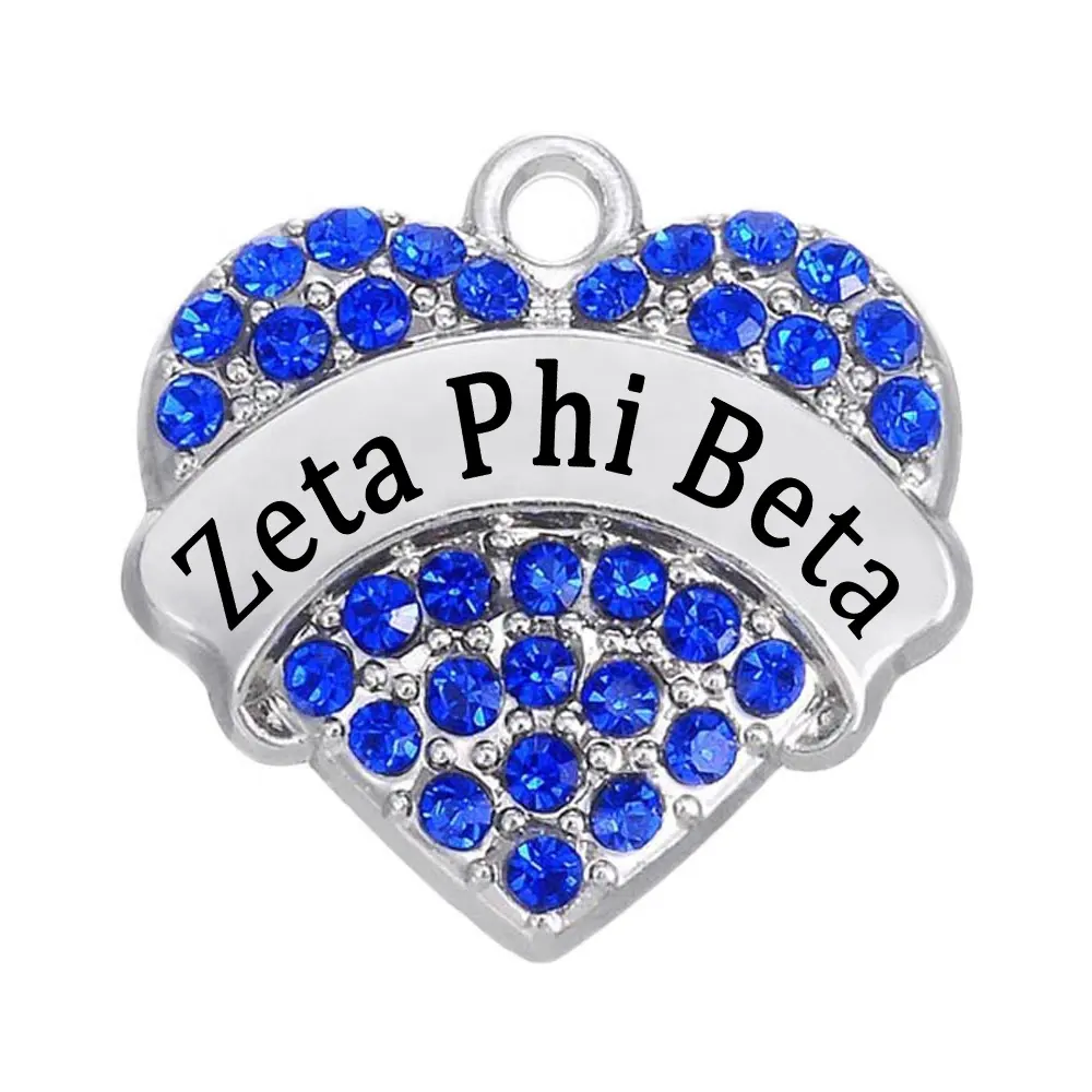 Commercio all'ingrosso Custom Made Heart Nomi Greco Lettere Zeta Phi Beta Charms Sorority Fraternità ZPB Simbolo Accessorio