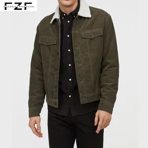 Fleece <strong>Lined</strong> Mens Winter Custom Corduroy <strong>Jacket</strong> With Raccoon <strong>Fur</strong> Collar - Product Image 1