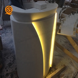 Salão dimensões de vidro de luxo mini metade do ouro branco em forma de l recepção redonda moderna - Product Image 6