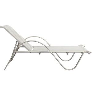 Outdoor Poolside Aluminum Chaise Lounge <strong>Sunbed</strong> Furniture Patio Garden White Teslin Sun Loungers - Product Image 3
