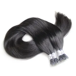 18-26 inç Üretici Fiyat 100% Remy Halka Metal Ucu Nano Boncuk insan saçı postiş