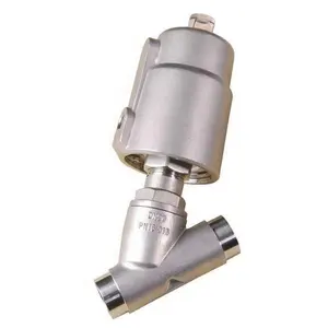 Y Jenis DN80 Tunggal Biasanya Closed Stainless Steel 304 Pneumatic Angle Seat Valve untuk Brewery