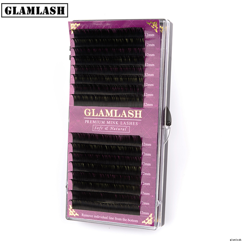 Частная торговая марка GLAMLASH 2021, Роскошные Искусственные норковые ресницы 8-15 мм для наращивания, индивидуальные натуральные ресницы