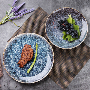 Assiettes rondes en porcelaine écologiques de qualité alimentaire, fabriquées à l'usine de Dehua, <span class=keywords><strong>céramique</strong></span> moderne bleue - Product Image 3