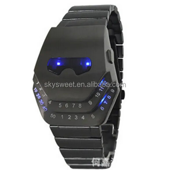 binary LED watch,robot head shaped silicon watch