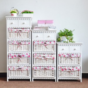 Panier blanc en bois commode chambre minable tables de chevet salle de bain meubles de rangement armoires de salon - Product Image 5