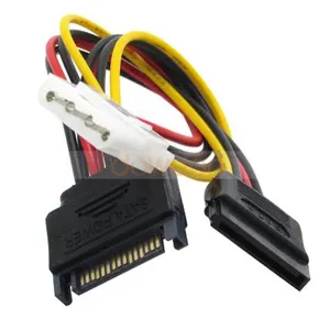 15Pin SATA公头至4针IDE 15针公头电缆连接器计算机Sata电缆自定义长度