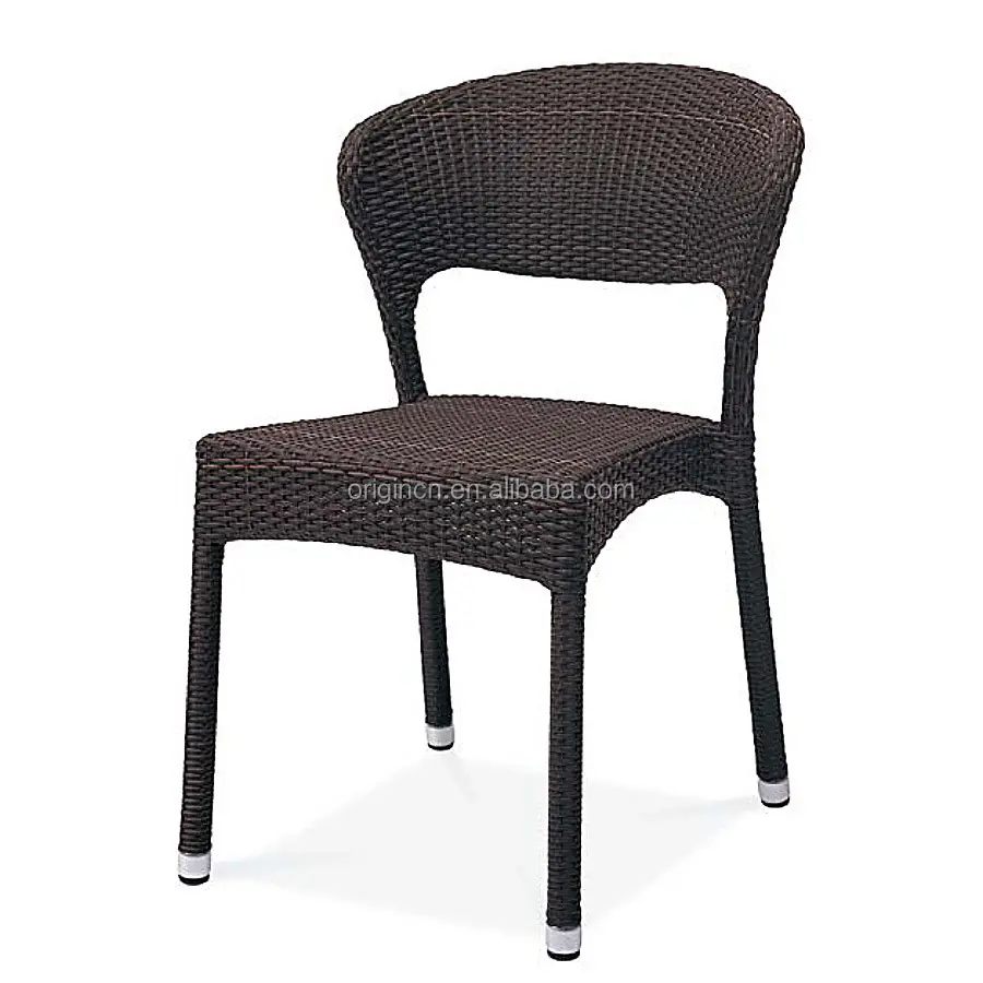 Special curved back designed outdoor wicker dining room furniture rattan stackable chair plastic