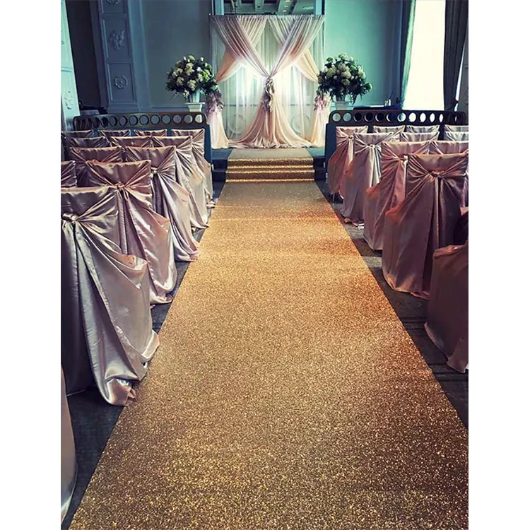 Wedding Gold Glitter Carpet Sequin Lối Đi Á Hậu Cho Sân Khấu Đám Cưới