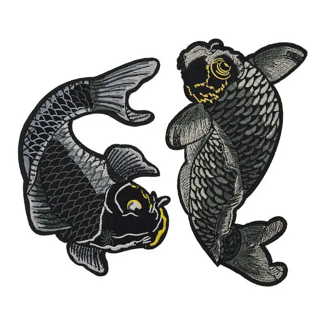 Desain Ikan Penjualan Terbaik Logo Kustom Dijahit Pada/Disetrika Patch Bordir
