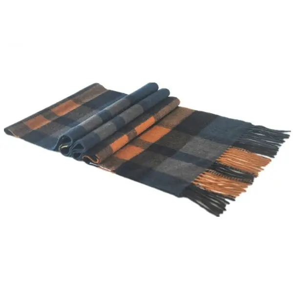 Écharpe en tartan de laine PHOENIX bleu pour hommes, foulard de styliste, en fil chaud teint, vente en gros