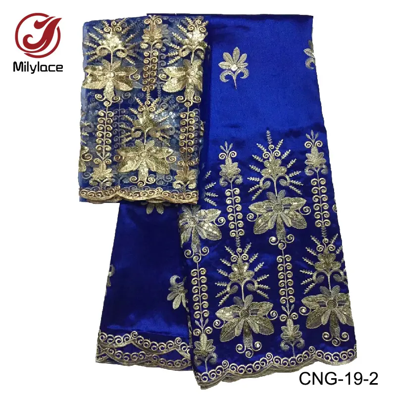 Beautiful design royal blue african embroidery george lace fabric with sequins