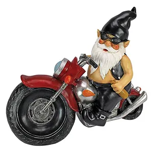 Estátua de gnome selvagem gnome na estátua engraçada da motocicleta para venda