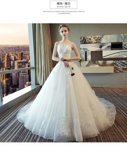 Abito da sposa con spalle scoperte di colore bianco scollo a v lungo strascico taglio dimensionale <span class=keywords><strong>abiti</strong></span> da <span class=keywords><strong>damigella</strong></span> nuziale - Product Image 5