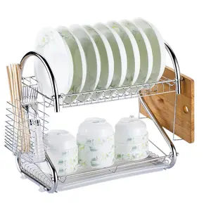 2シングルティア食器棚のためのプレート卸売品質のステンレス鋼キッチン食器ドレインラック