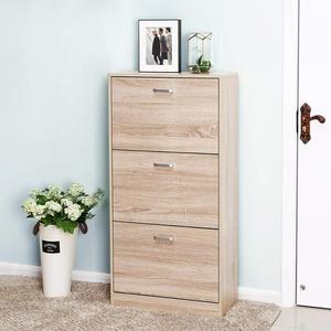 3-Tier <strong>Shoe</strong> Cabinet, <strong>Shoe</strong> Storage <strong>Cupboard</strong>, Adjustable <strong>Shoe</strong> <strong>Rack</strong> with Flip Doors Oak - Product Image 3