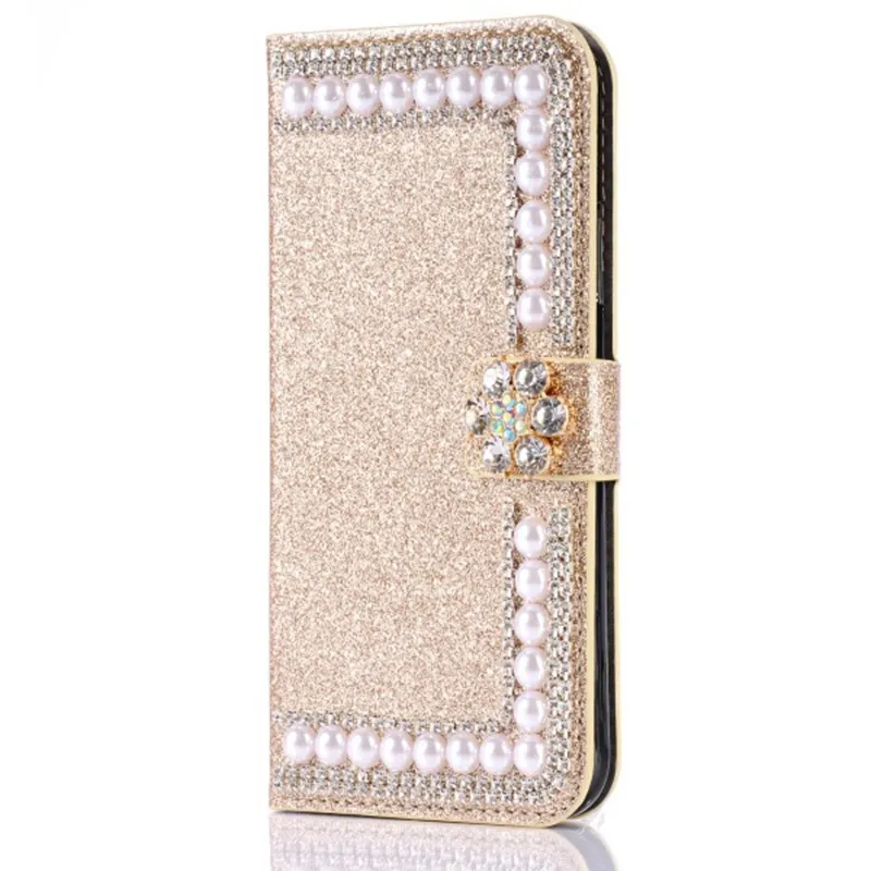 Factory Price Glitter Smart Flip Leather Pu Mobile Phone Case Cover For Girls For Iphone X