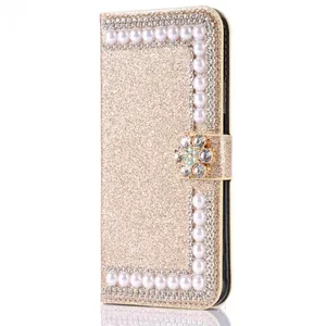 Factory Price Glitter Smart Flip Leather Pu Mobile Phone Case Cover For Girls For Iphone X