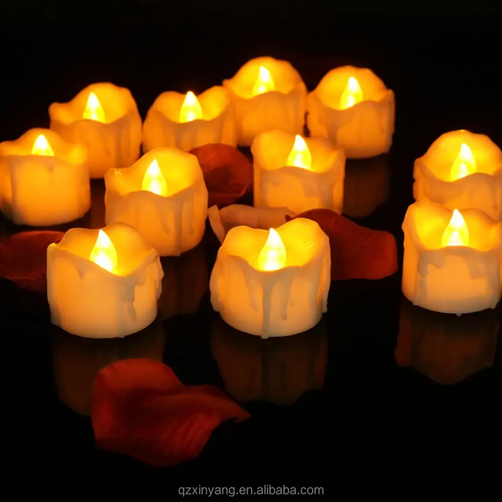 Baterai dioperasikan flameless led candle light simulasi glitter led tealight