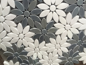 Flor de pavimento, <span class=keywords><strong>dibujos</strong></span> de flores de la margarita, gris blanco mosaico - Product Image 3